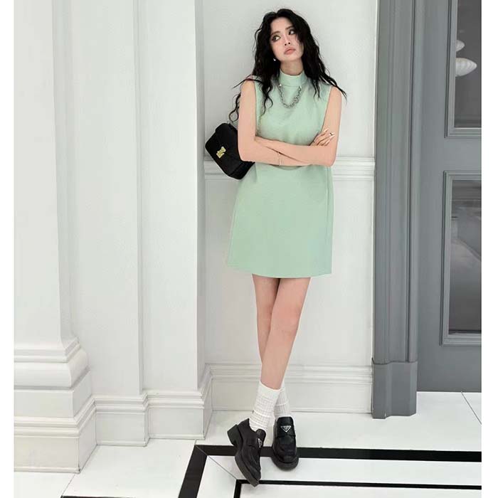 Louis Vuitton Women LV Mock-Neck Straight Dress Almond Green 1AFF75