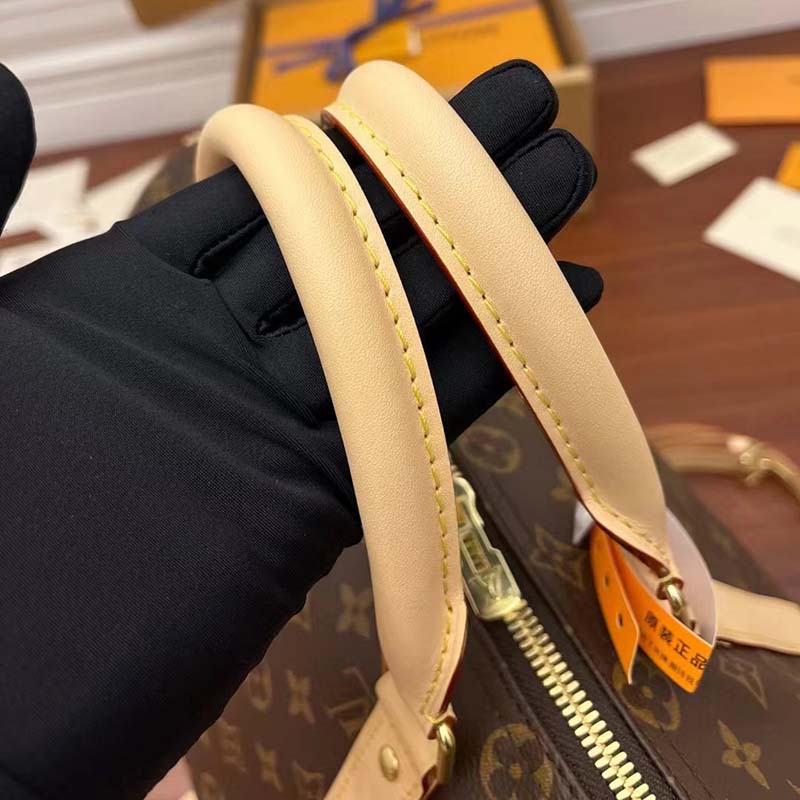 Louis Vuitton LV Unisex Keepall Bandoulière 45 Monogram Canvas Natural Cowhide Leather