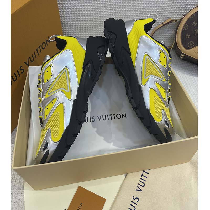 Louis Vuitton Unisex LV Runner Tatic Sneaker Yellow Mix Materials Rubber Monogram Flowers