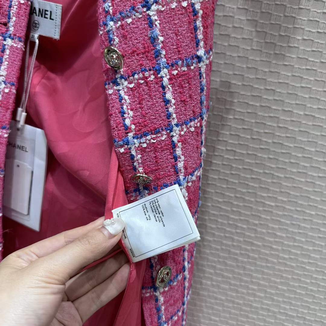 Chanel Women CC Dress Tweed Pink Blue White Ref. P76664 V68503 NU756