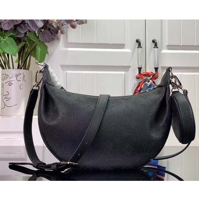 Louis Vuitton Women LV Baia PM Black Perforated Mahina Calfskin Round Coin Purse