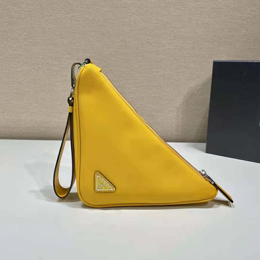Prada Women Leather Triangle Leather Pouch-Yellow