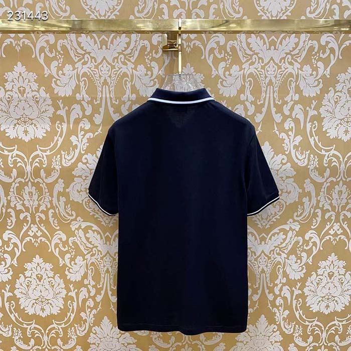 Dior Women CD Polo Shirt Bee Embroidery Black Cotton Piqué