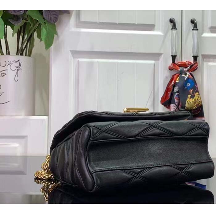 Louis Vuitton LV Women GO-14 MM Black Lamb Leather Cowhide Leather