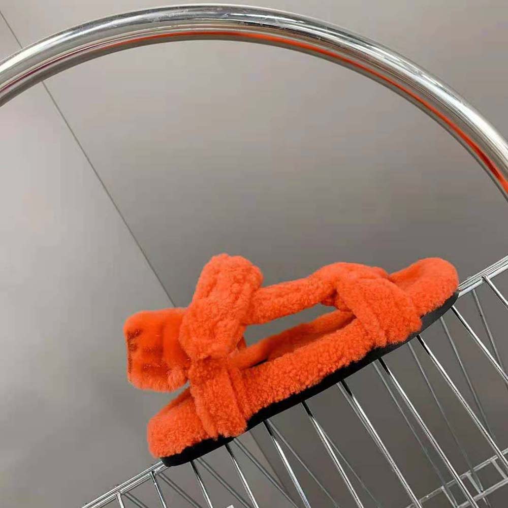 Fendi Women Feel Red Sheepskin Sandals