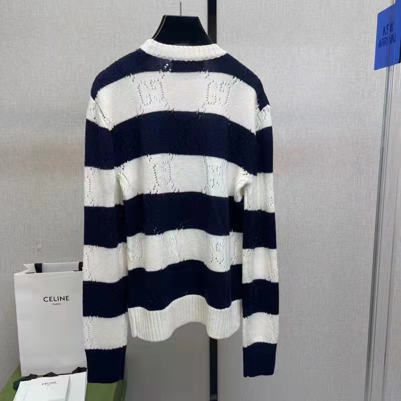 Gucci GG Women Gucci Tiger Wool Sweater Embroidery Tiger Flower Crewneck