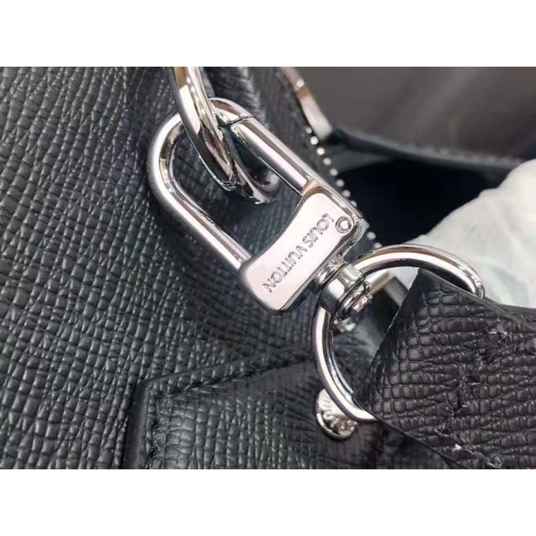 Louis Vuitton LV Unisex Vertical Tote Black Taiga Cowhide Leather Textile Lining