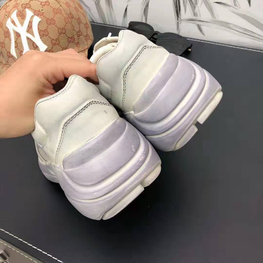 Gucci Unisex Rhyton Leather Sneaker-Beige