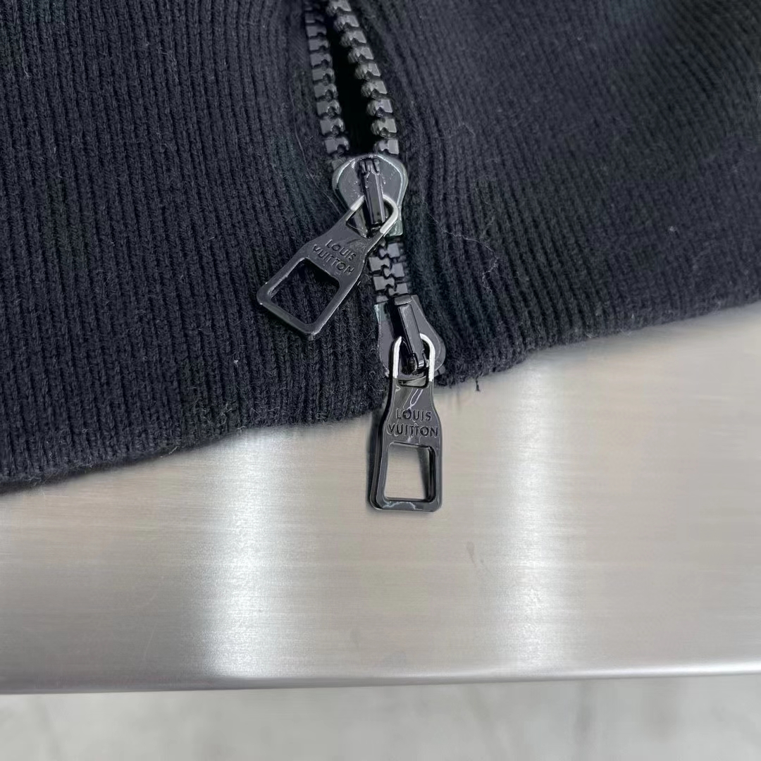 Louis Vuitton Women LV x YK Psychedelic Flower Zipped Hoodie Wool Polyamide Black White Regular Fit