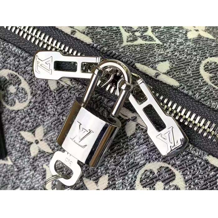 Louis Vuitton LV Women Speedy Bandoulière 25 Handbag Gray Denim Textile Jacquard