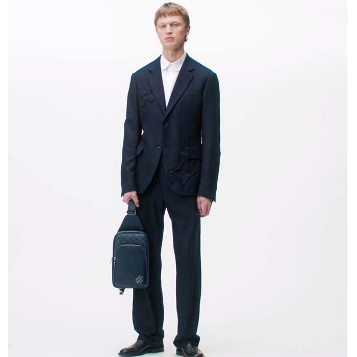 Louis Vuitton LV Unisex Avenue Slingbag Blue Sapphire Damier Infini Cowhide Leather Graphite Coated Canvas