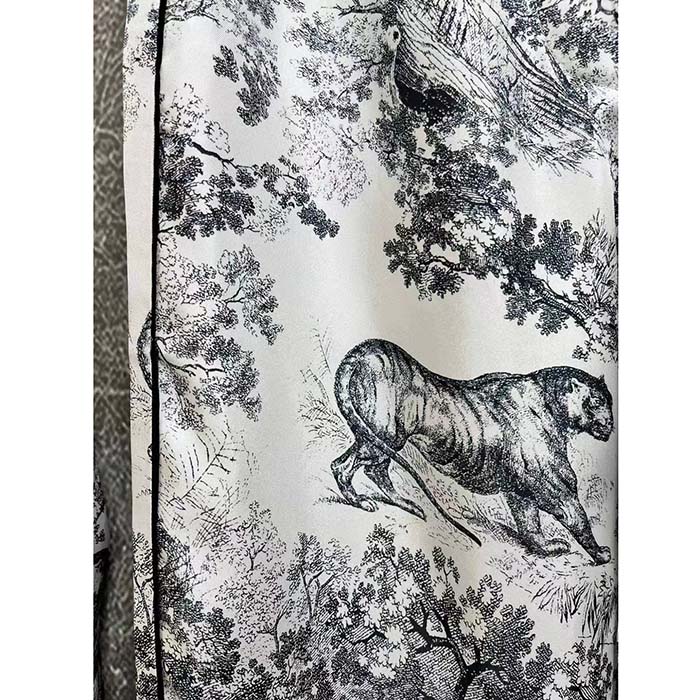 Dior Men CD Dior Chez Moi Pants White Silk Twill Navy Blue Toile De Jouy