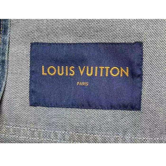 Louis Vuitton Women LV Workwear Denim Jacket Regular Fit Monogram Indigo Cotton 1ABJ7A