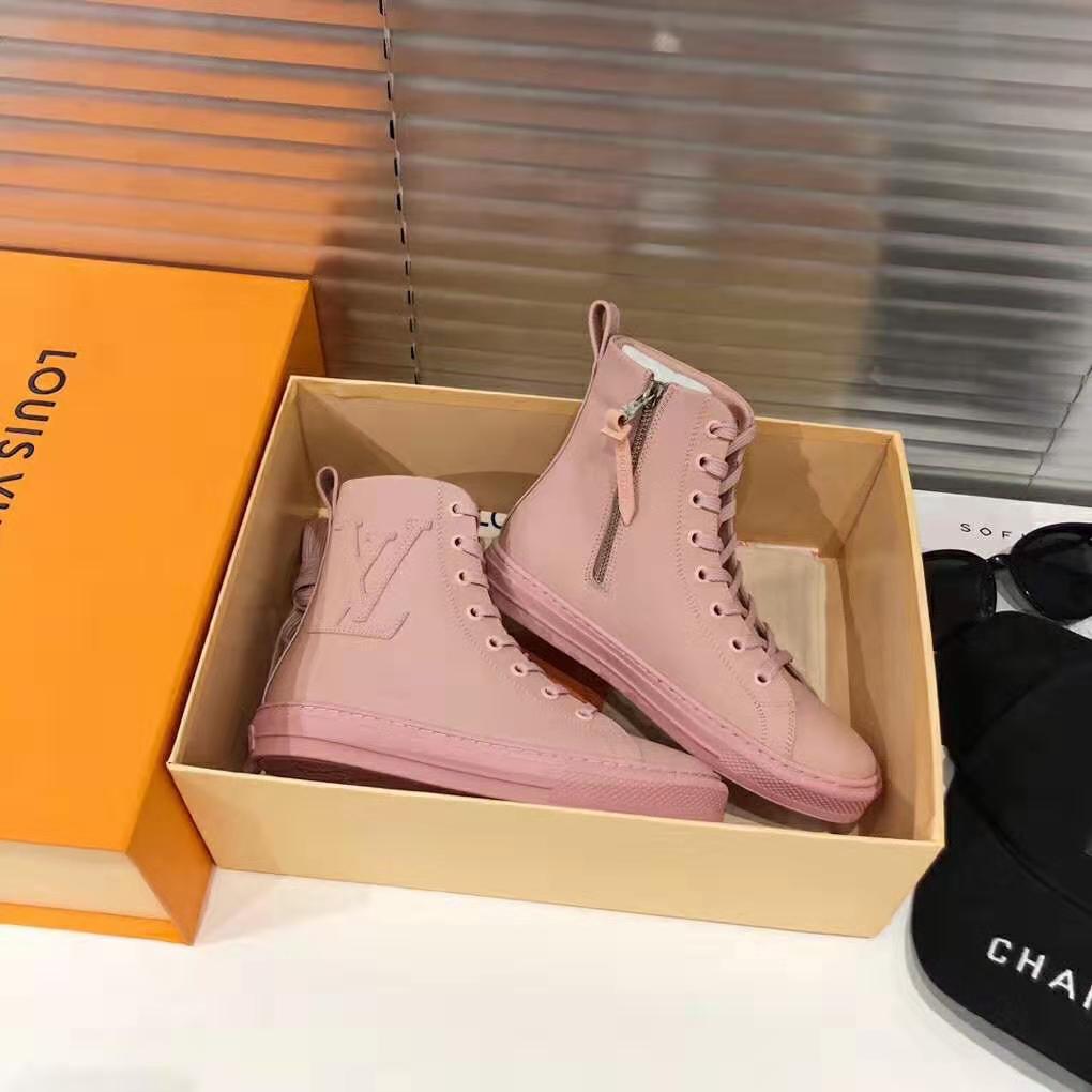 Louis Vuitton LV Women Stellar Sneaker Boot in Soft Pink Calfskin Leather