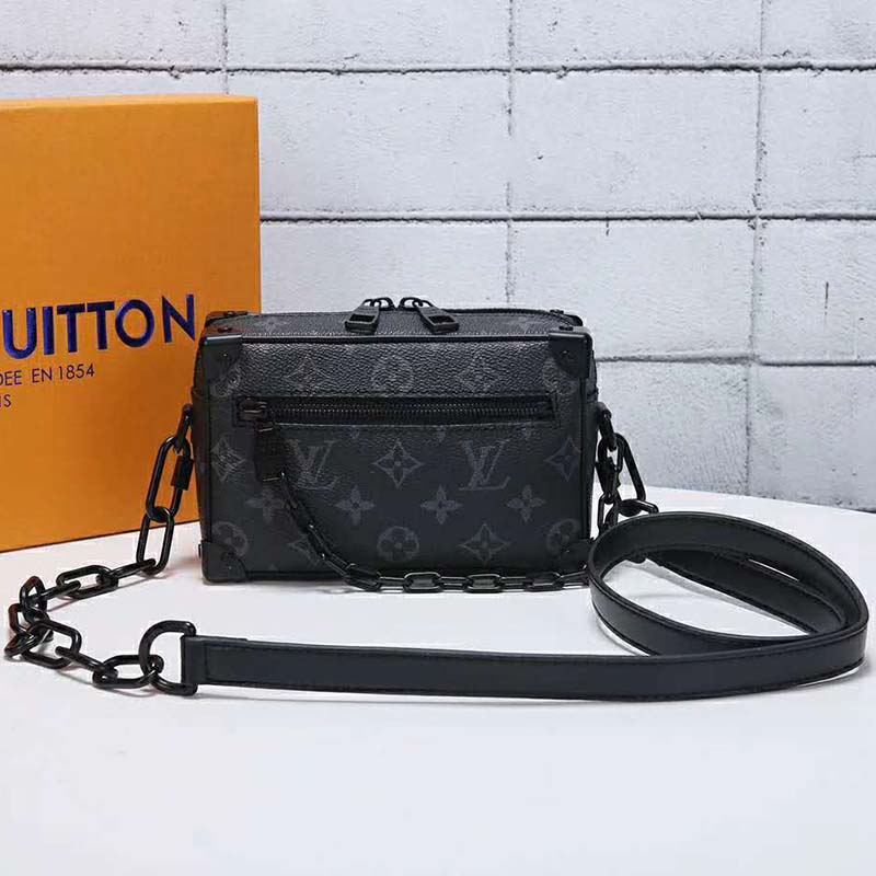 Louis Vuitton LV Unisex Mini Soft Trunk Bag in Monogram Eclipse Canvas and Chain