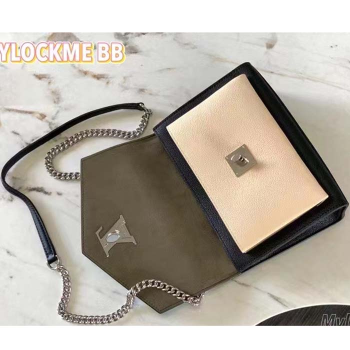 Louis Vuitton LV Women Mylockme Chain Bag Light Khaki Green Grained Calf Leather