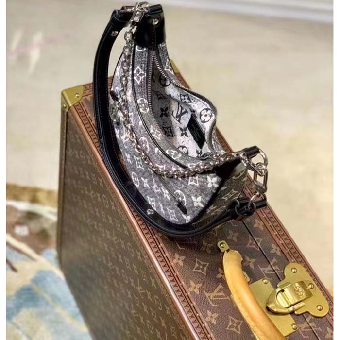 Louis Vuitton LV Women Loop PM Bag Gray Denim Textile Jacquard