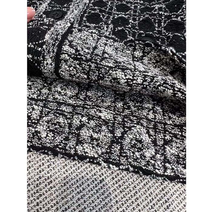 Dior CD Women Macrocannage Jacket Black White Technical Cotton Tweed