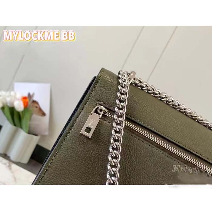 Louis Vuitton LV Women Mylockme Chain Bag Light Khaki Green Grained Calf Leather
