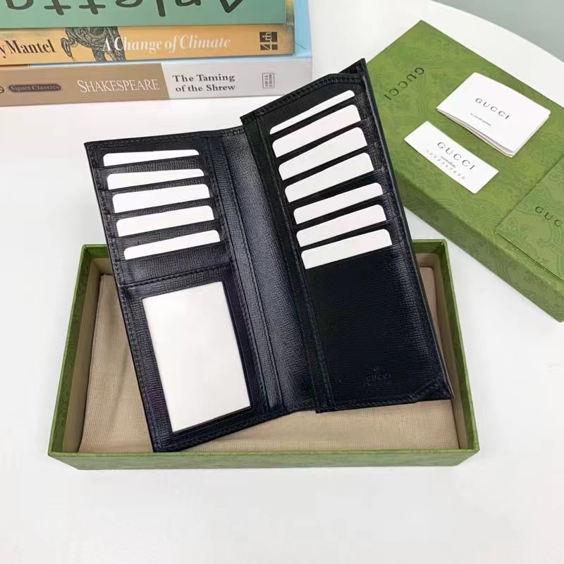 Gucci Unisex GG Long Wallet Interlocking G Black GG Supreme Canvas