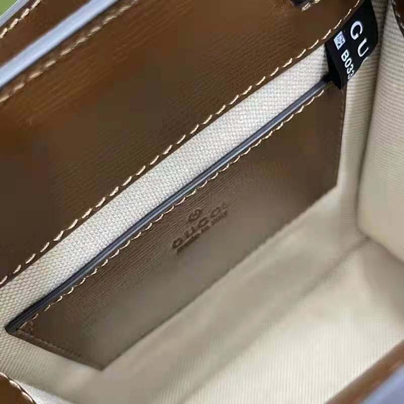 Gucci Unisex Mini Tote Bag with Interlocking G Beige and Ebony GG Supreme Canvas