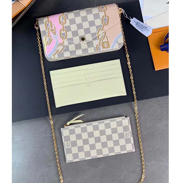Louis Vuitton LV Women Félicie Pochette Damier Azur Coated Canvas Cotton