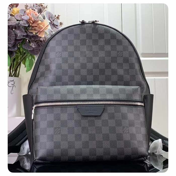 Louis Vuitton LV Unisex Discovery Backpack PM Damier Graphite Coated Canvas Cowhide Leather