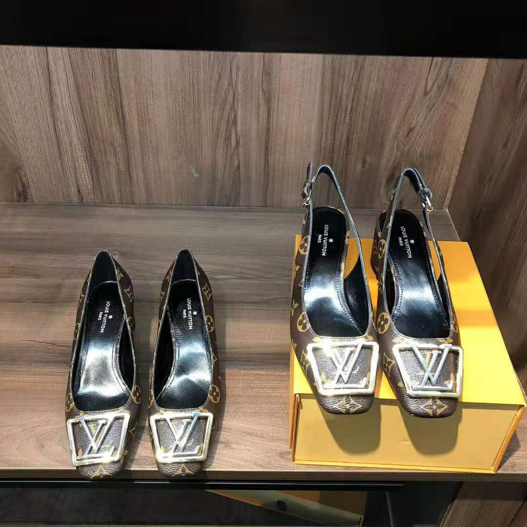 Louis Vuitton LV Women Madeleine Slingback Pump in Patent Monogram Canvas-Brown
