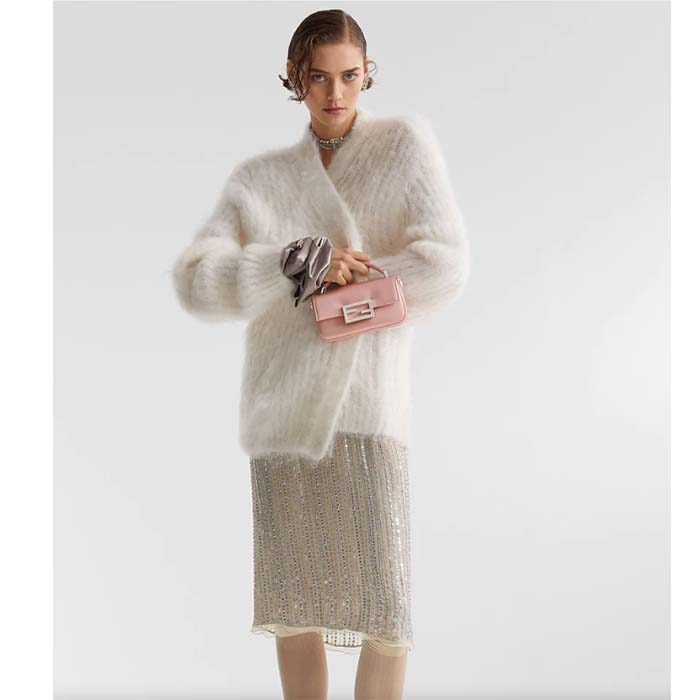 Fendi Women FF Baguette Phone Pouch Pink Silk Pouch