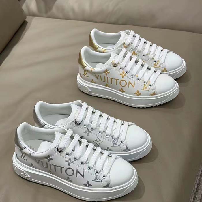 Louis Vuitton LV Unisex Time Out Sneaker Gold Monogram Debossed Calf Leather