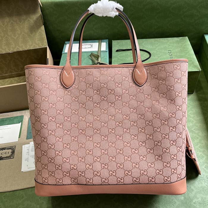 Gucci Unisex Ophidia GG Large Tote Bag Pink GG Canvas Double G
