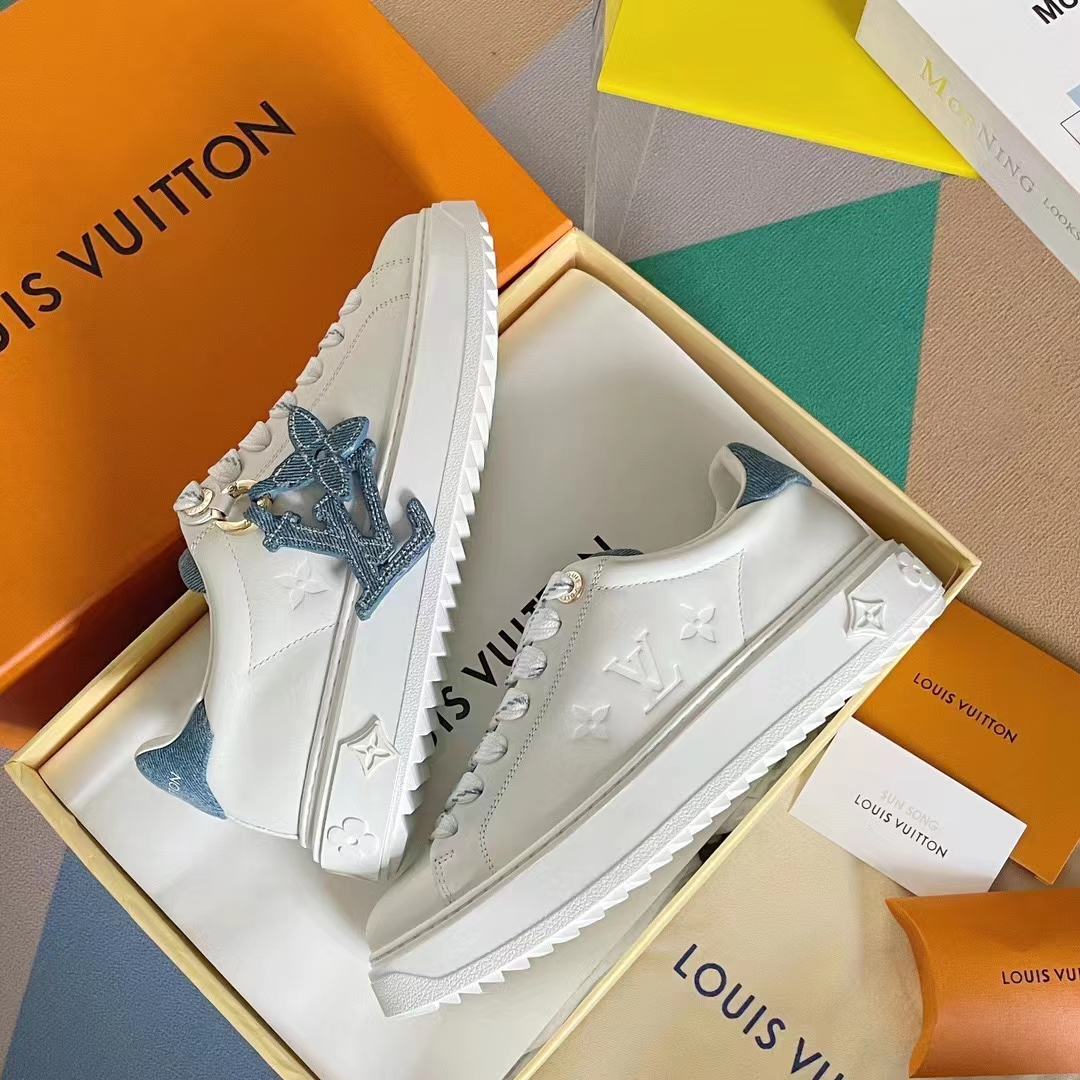Louis Vuitton Women LV Time Out Sneaker Blue Mix Materials Monogram Flower