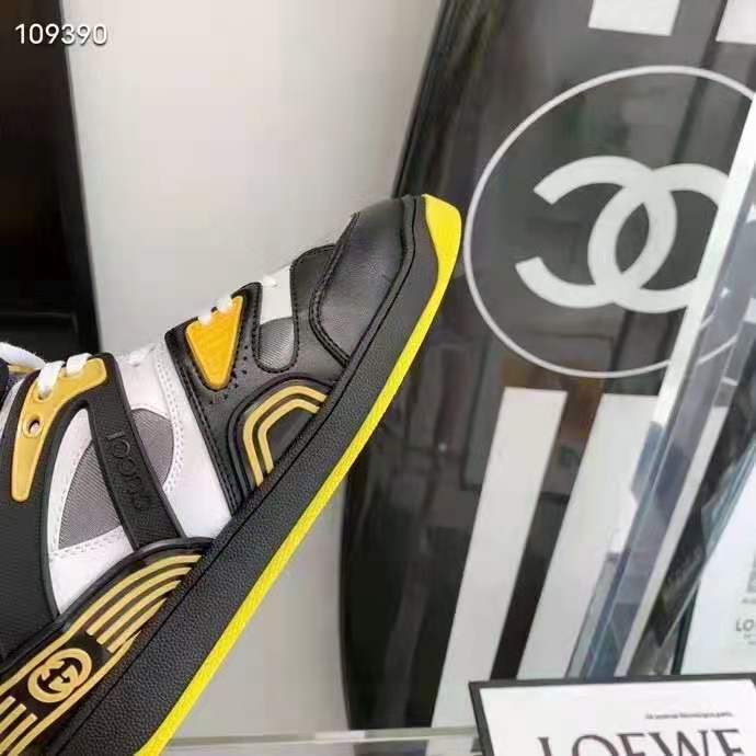 Gucci GG Unisex Gucci Basket Sneaker Grey Mesh Rubber Interlocking G Patch Reflective Trim