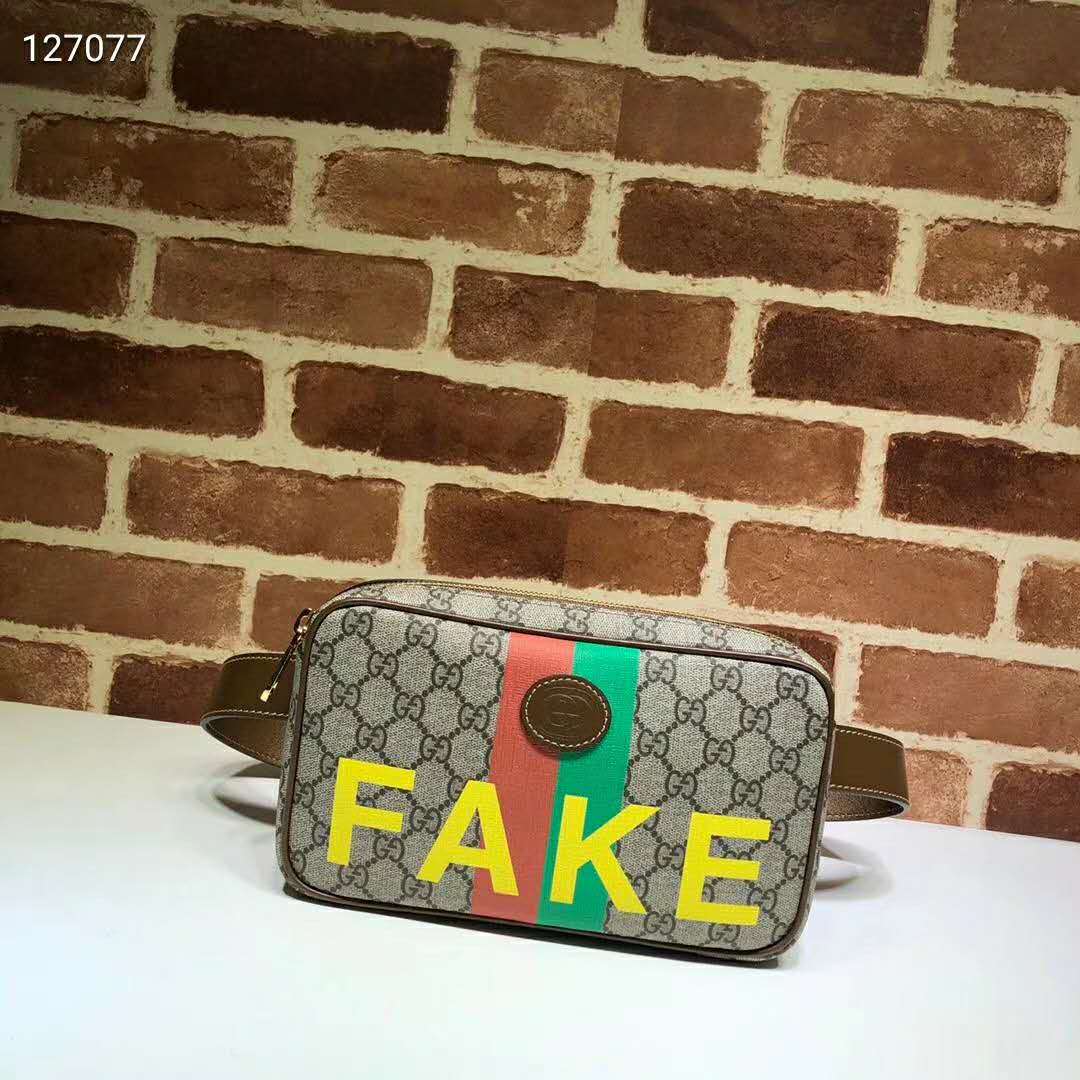 Gucci Unisex ‘Fake/Not’ Print Cosmetic Case GG Supreme Canvas
