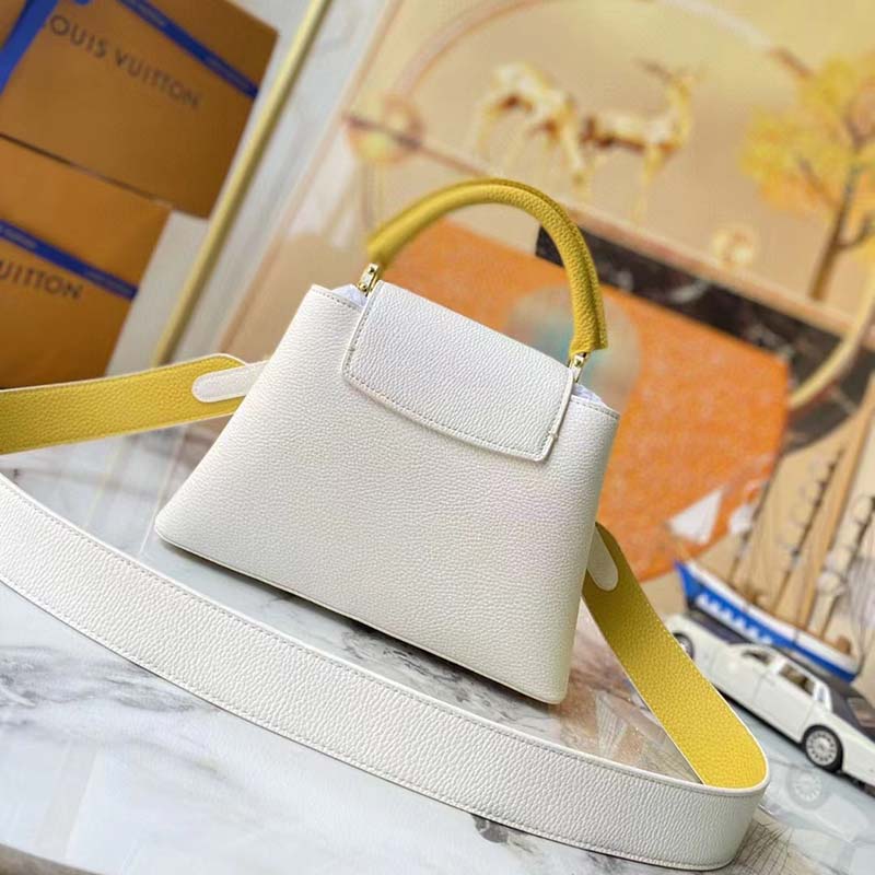 Louis Vuitton LV Women Capucines BB Handbag White Taurillon Leather