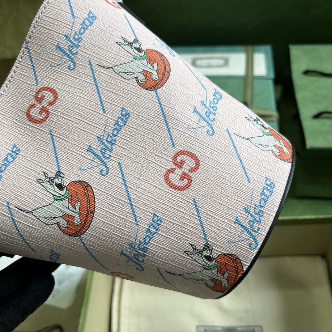Gucci Children’s Printed Bucket Bag GG The Jetsons Print Pink Supreme Canvas