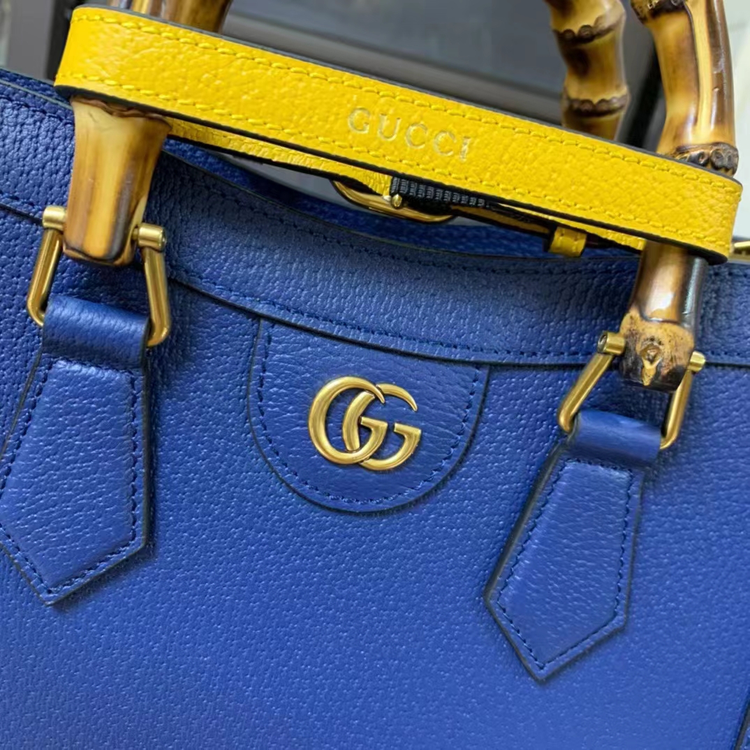 Gucci GG Women Diana Small Tote Bag Double G Royal Blue Leather