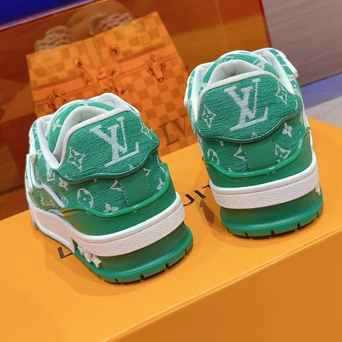 Louis Vuitton LV Unisex LV Trainer Sneaker Green Monogram Textile Rubber Outsole