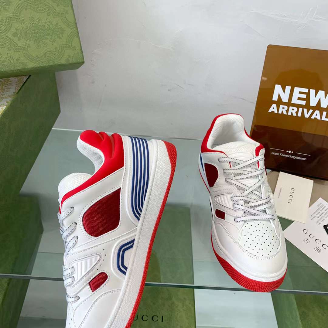 Gucci Unisex Gucci Basket Sneaker Red Mesh Rubber Sole Low 3.3 Cm Heel