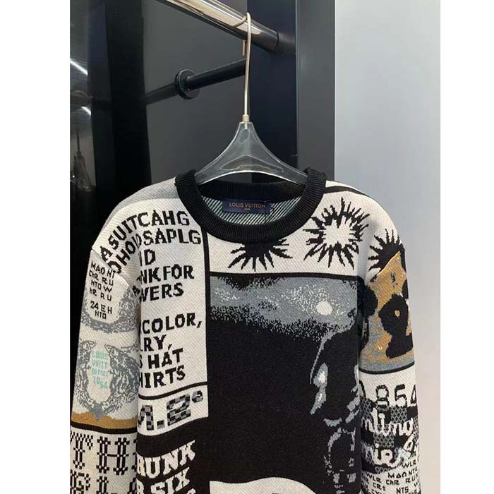 Louis Vuitton Women Wool Crewneck Regular Fit Jacquard Allover LV Fanzine Motif Multicolor