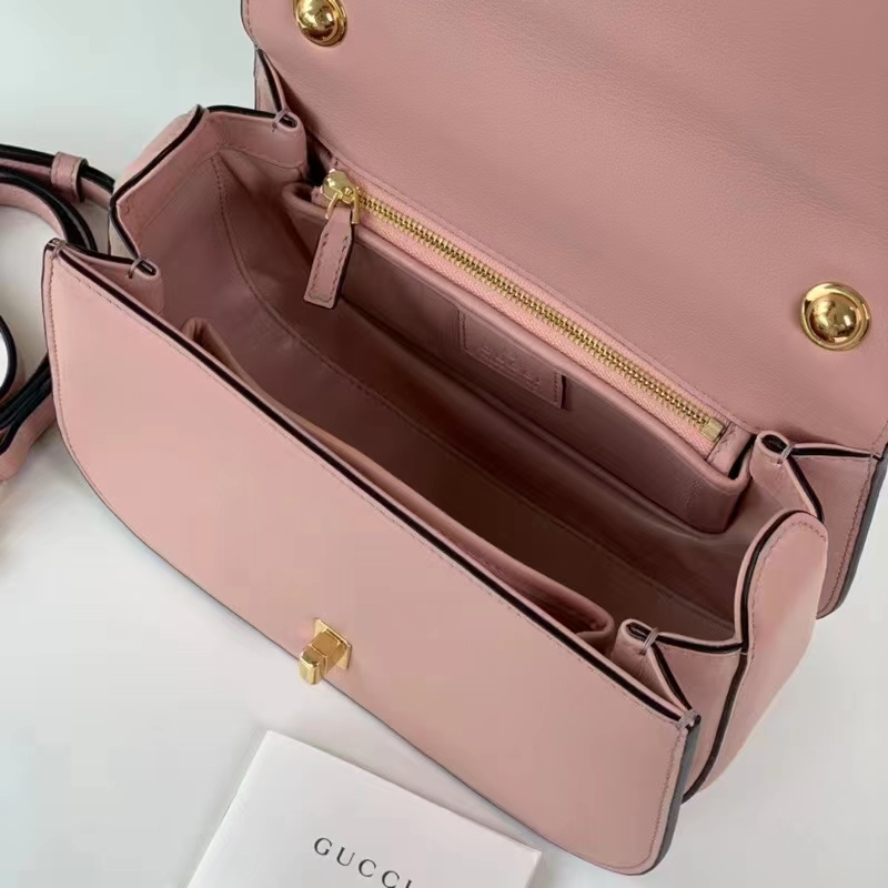 Gucci Women GG Blondie Top-Handle Bag Light Pink Leather Round Interlocking G