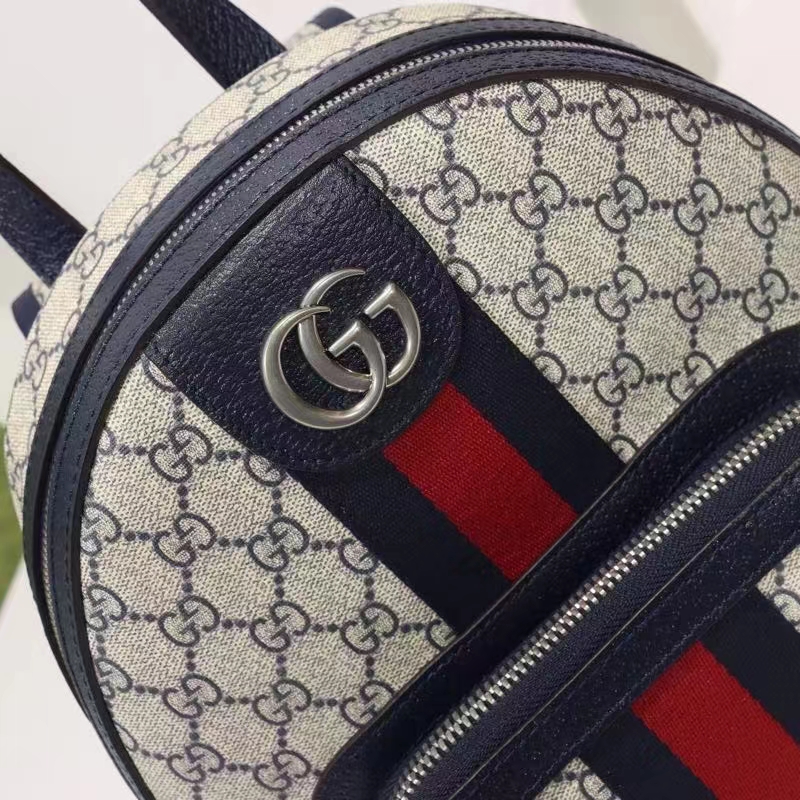 Gucci Unisex Ophidia GG Small Backpack Beige Blue GG Supreme Canvas