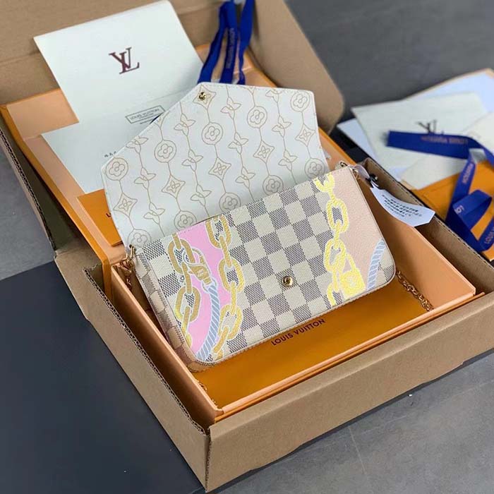 Louis Vuitton LV Women Félicie Pochette Damier Azur Coated Canvas Cotton
