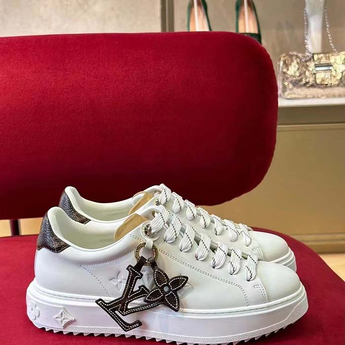 Louis Vuitton Women LV Time Out Sneaker Ecru Beige Mix Materials Monogram Flower