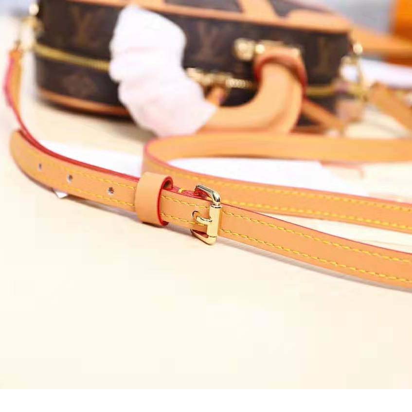 Louis Vuitton LV Women Valisette BB Handbag in Monogram Canvas with Natural Cowhide Leather-Brown