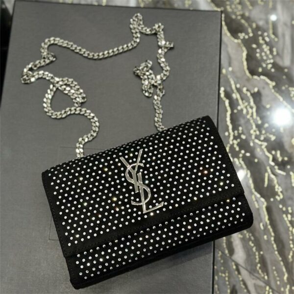 YL Small Kate Studded Satin Shoulder Bag 10240657