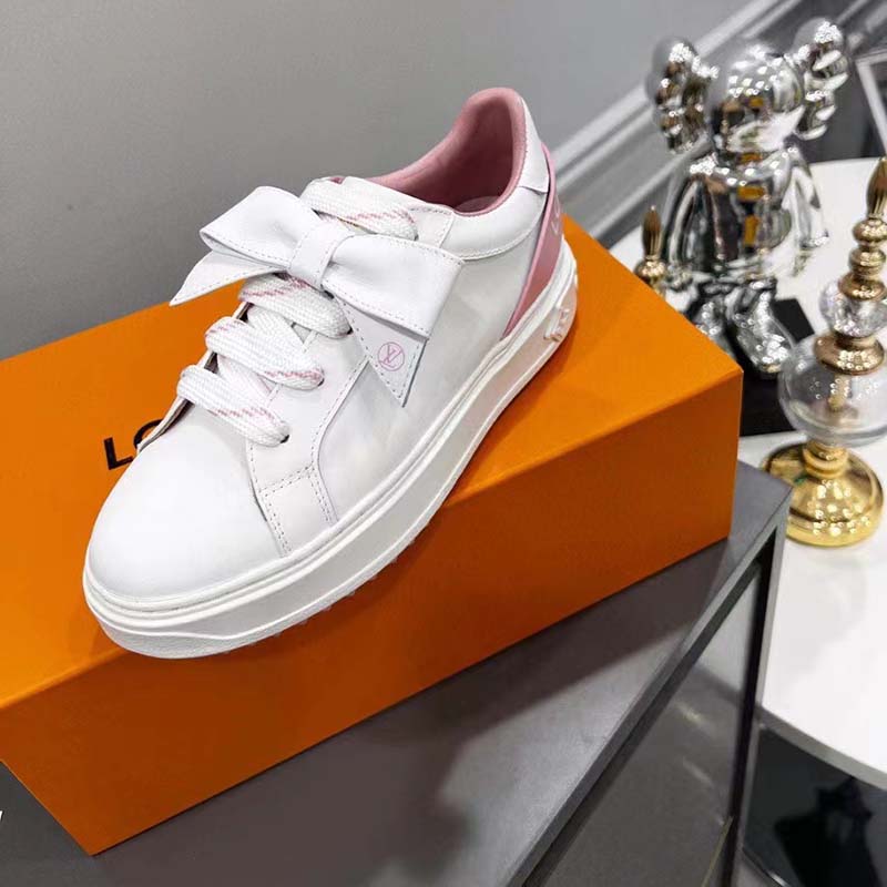 Louis Vuitton Unisex LV Shoes Time Out Sneaker Rose Clair Pink Calf Leather Rubber Outsole