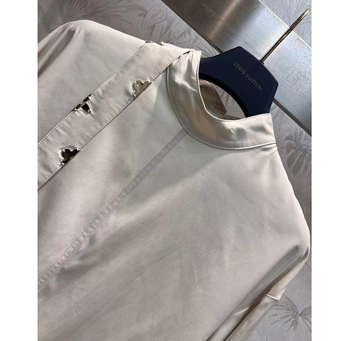 Louis Vuitton Women LV Monogram Lavaliere Button Sleeve Blouse White