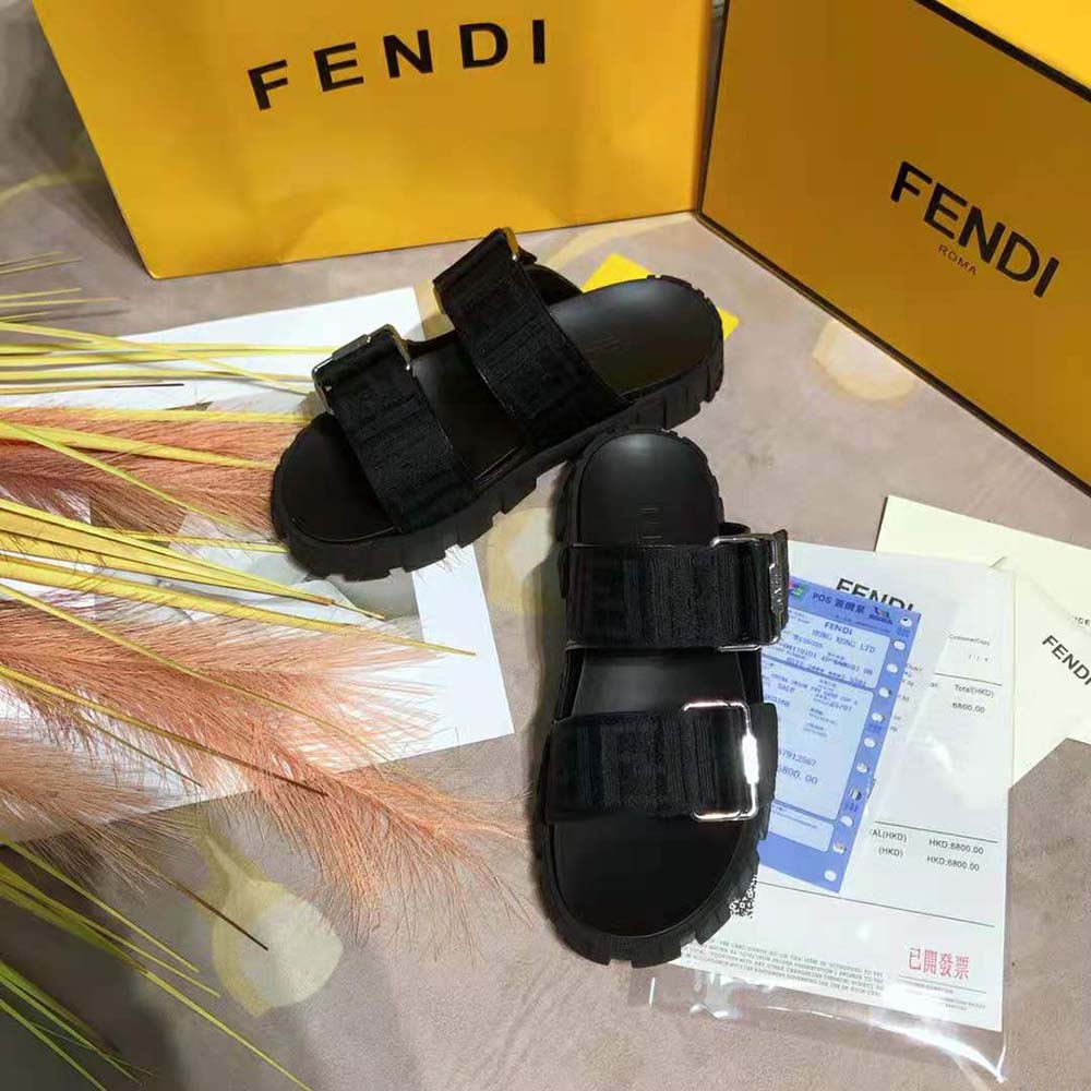 Fendi Women Sandals Black Fabric Sandals