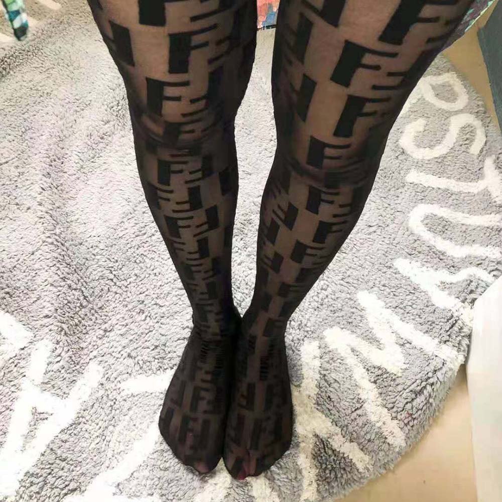 Fendi Women Tights Black Nylon Pantyhose